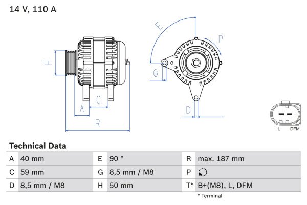 0986046070, Dynamo, Generátor, BOSCH, 036903018B, 036903024D, 036903024H, 036903024N, 036903024HX, 036903024J, 036903024JX, 0124325056, 8EL738066-001, CA1729IR, DRB5300, LRA02238, TG11C014, 0124325081, 2542696, 8EL738201-001, CA1816IR, LRA2238, 0124325090, 437502, 0124325125, 0124325127, 0124325160, 0986045300, 1986A00562, 1986A01119