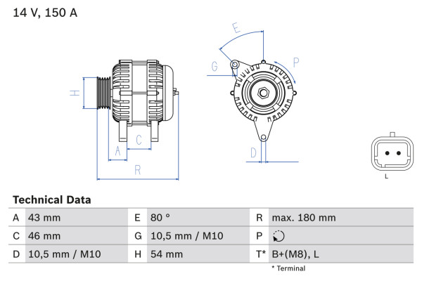 0986046240, Dynamo, Generátor, BOSCH, 5702C2, K9644037180, K9646065480, 5702E1, 9646065480, K9644103580, 5702E2, 5702E3, K9646321780, 5705AG, K9646321880, 5705AR, K9650358580, 5705AS, 71732307, 5705EX, 71733552, 5705EY, 9644037180, 5705NH, 9644103580, 96463218, 9646321780, 9646321880, 9650358580, 0124525032, 8EL738144-001, A14VI48, CA1761IR, DRA4114