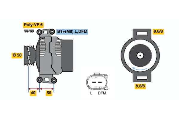 0986046320, Dynamo, Generátor, BOSCH, A0131541002, A013154100280, 0131541002, 013154100280, 0124625006, 8EL738211-201, CA1846IR, DRB6320, LRA02247, 0124625204, LRA2247, 1986A00949