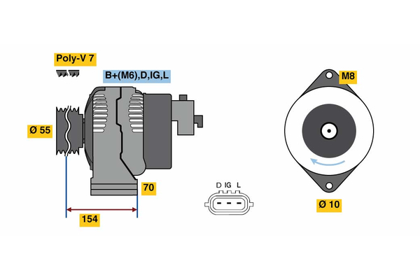 0986046541, Dynamo, Generátor, BOSCH, ERR6999, 1002132530, 8EL738079-001, DRA3856, JA1710IR, LRB00369, LRB369