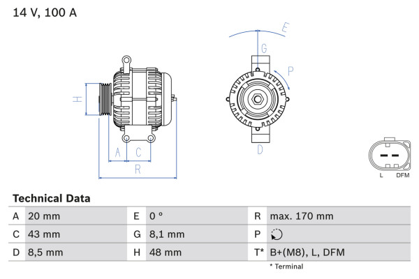 0986047220, Dynamo, Generátor, BOSCH, 12317523897, 7523897, 0124325108, 8EL738211-391, CA1867IR, DRB7220, LRA02940, LRA2940
