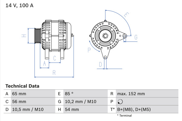 0986047270, Dynamo, Generátor, BOSCH, 51754152, 55556067, R1530094, 6204205, 93183437, 6204268, 93190146, 9562193, 0124425020, 8EL738211-581, CA1882IR, DRB7270, LRA02916, 0986047273, 18000005, LRA2916