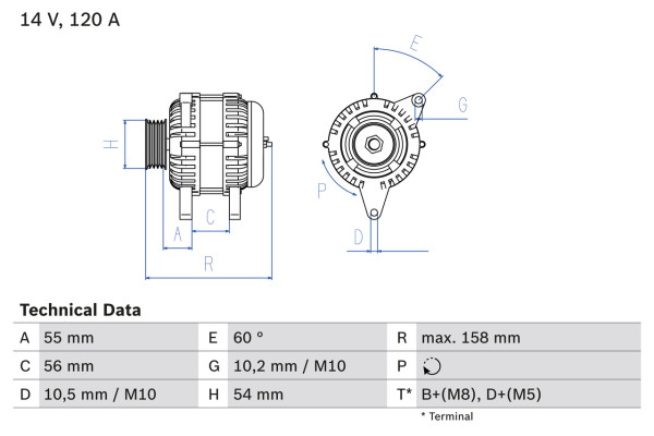 0986047330, Dynamo, Generátor, BOSCH, 13156053, R1530081, 6204194, 93180417, 6204242, 93189245, 93189265, 9512179, 0124425028, LRA02825, 0986044420, LRA2825, 0986047333, 1986A00822