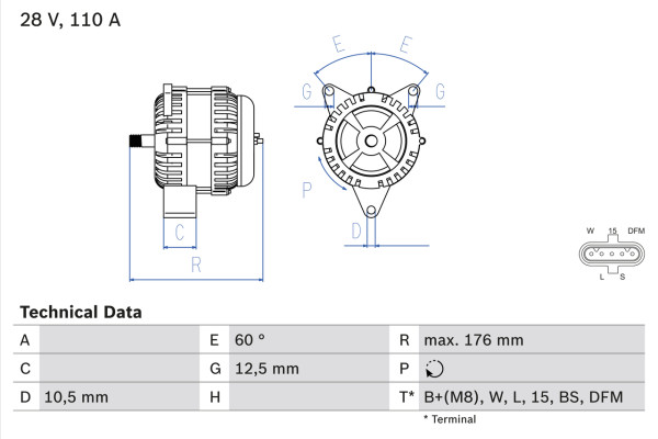 0986047520, Dynamo, Generátor, BOSCH, 51261017253, 51261017259, 51261017268, 0124655011, DRB7520, LRA02943, 0124655194, LRA2943, 1986A00519