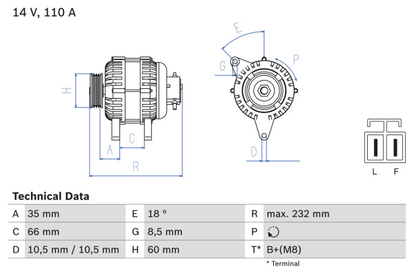 0986048301, Dynamo, Generátor, BOSCH, 1204618, 8-97363-832-0, LR1110503, R1530090, 6204197, 8-97363-832-1, 97363832, LR1110503A, 6204252, 8-97363-832-2, 98056439, LR1110503B, 8-97363-832-3, 93189496, LR1110503C, 8-98056-439-0, 93189502, LR1110503D, 9562189, LR1110503E, LR1110503F, 0986048303, F042305058, JA1900IR, LRA03127, 1986A01188, LRA3127