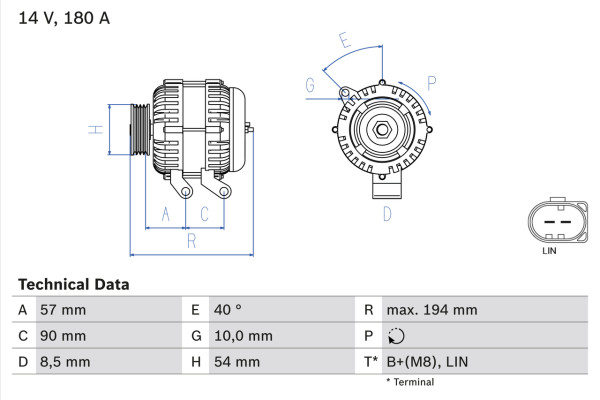 0986048400, Dynamo, Generátor, BOSCH, 30659131, 6G9N10300JB, 30659136, 6G9N10300JD, 30659341, 30667119, 36000038, 36001341, 36001454, 36012619, 0121715008, CA2001IR, DRA0283, LRA03376, 0121715079, LRA3376, 0125811005, 0125811020, 0125811109, 0125811110, 1986A01054