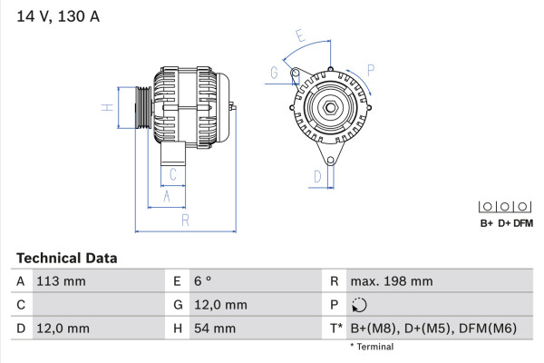 0986049000, Dynamo, Generátor, BOSCH, 12759595, 93169260, 93169269, 0986049003, 8EL738212-331, CA1952IR, DAN1009, DRA0146, LRA03006, 1012100160, 1986A01355, LRA3006, 1012100161, 1012100162