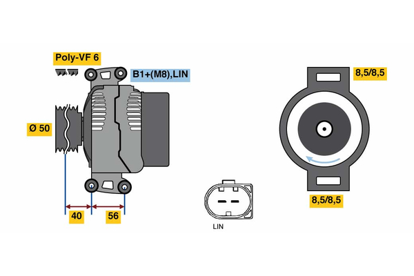 0986049010, Dynamo, Generátor, BOSCH, A0141542702, A014154270280, 0141542702, 014154270280, 0124425077, 0986049013