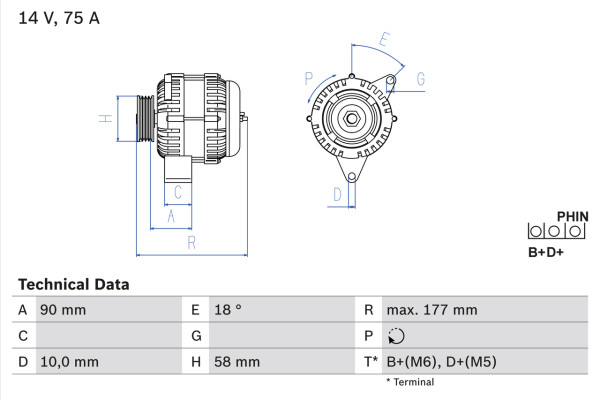 0986049111, Dynamo, Generátor, BOSCH, A1601540301, Q0002801V005, A1601540401, Q0002801V006, A1601540501, Q0003250V009, A1601540601, Q0003250V010, 1601540301, Q0003250V011, 0002801V005, 1601540401, 0002801V006, 1601540501, 0003250V009, 1601540601, 0003250V010, 0003250V011, 1986A01191, 437631, 63321658, 8EL738082-001, CA1734IR, DAN521, DRA4115, LRA02000, 63321702, LRA02077, 63341658, LRA2000