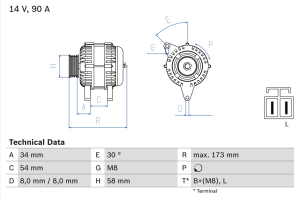 0986049191, Dynamo, Generátor, BOSCH, 3730022650, 3730023600, 1986A01255, 8EL738208-001, A0002655023, AB190147, DRA4178, JA1789IR, LRA02320, MAN2602, 440104, 63532602, LRA2320