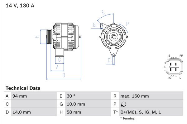 0986049221, Dynamo, Generátor, BOSCH, 2706027040, 1042103050, 1986A01192, 8EL738124-001, DRA4275, JA1721IR, LRA02298, 1042103051, LRA03240, 1042103052, LRA2298, LRA3240
