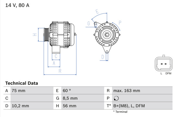 Dynamo - 0986049630 BOSCH - 5705EL, 5705GG, 5705GK