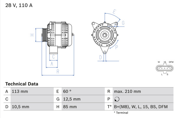 Dynamo - 0986049770 BOSCH - 1697023, 0124655036, 0124655411