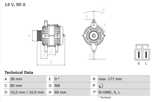 0986049800, Dynamo, Generátor, BOSCH, 23100VC100, LR190-752, 23100VC10A, LR190752B, 23100VC10B, LR190752C, LR190752H, 1986A01298, 8EL737922-001, DRA4097, JA1602IR, LRA02215, LRA2215