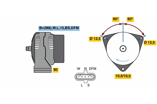 0986049820, Dynamo, Generátor, BOSCH, 51261017278, 51261017283, 51261017287, 51261017296, 51261019278, 51261019283, 0124655025, CA1997IR, DRA0242, 0124655028, 1986A00517, 1986A00974