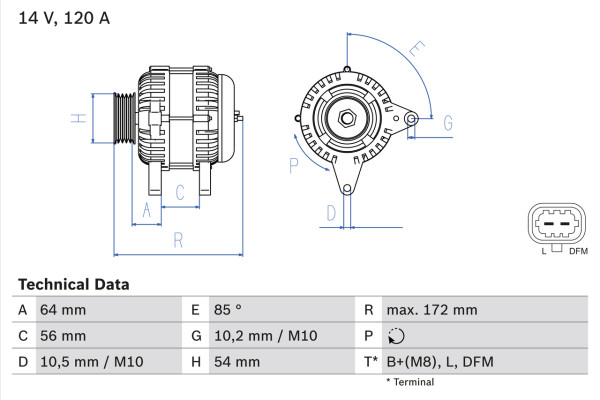 0986049990, Dynamo, Generátor, BOSCH, 13229985, 93190829, 6204271, 0124425050, 8EL738212-011, CA1960IR, LRA03401, LRA3401
