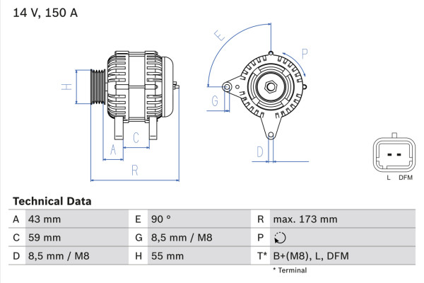 0986080290, Dynamo, Generátor, BOSCH, 2310000QBB, 7701474326, 2310000QBJ, 7701476808, 7711135112, 7711497098, 771113112, 8200122976, 0124525028, 8EL738213-001, CA1823IR, DRA4259, LRA02540, 0124525528, LRA2540