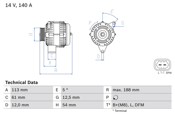 0986080380, Dynamo, Generátor, BOSCH, 13229992, 13308508, 93191922, 13308508CY, 0124425059, 8EL738212-191, CA1994IR, DRA0218, LRA03045, 0124425097, LRA3045, 0124425113, 1986A00831