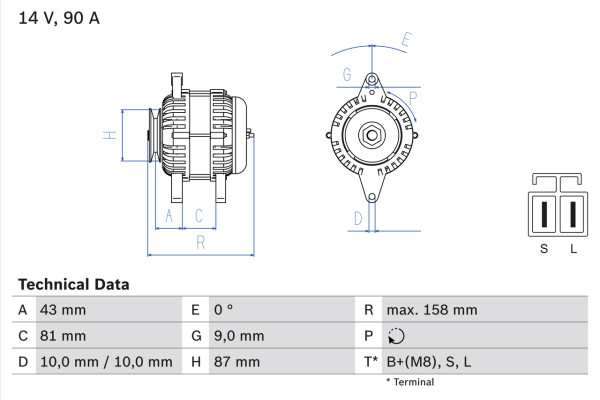 0986080430, Dynamo, Generátor, BOSCH, 231005M310, 1986A01198, 8EL737990-001, A003TB0771, DRA0386, JA1615IR, LRA02225, A3TB0771, LRA2225