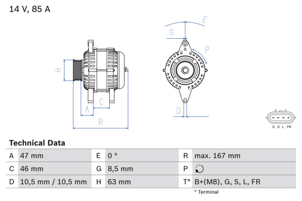 Dynamo - 0986080480 BOSCH - 1351540202, A1351540202, MN155953