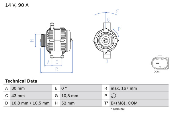 0986080500, Dynamo, Generátor, BOSCH, A2661540802, A2661541202, 2661540802, 2661541202, 1986A00077, 8EL738211-441, CA1875IR, DRA0102, LRA02892, SG9B068, LRA2892, SG9B079, SG9B121, 2542955, 2542955A, 2606293A, 437537, 439544