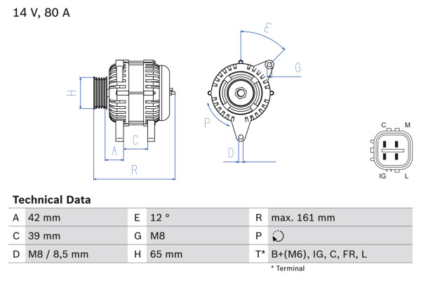 Dynamo - 0986080570 BOSCH - AHGA56, AHGA69, 31100-PWA-004