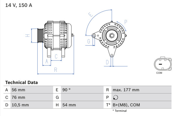 0986080580, Dynamo, Generátor, BOSCH, 12317797519, 12317799180, 12317799181, 12317802471, 7799180, 7802471, 1986A01344, 8EL738211-671, CA1904IR, DRA4255, LRA02956, TG15C027, LRA2956, TG15C073, TG15C093, 2542769, 2543303, 2543306, 2543306B, 2543306C, 2543390, 2543390A, 437538, 439545, 439600, 440106