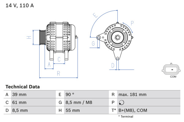 0986080800, Dynamo, Generátor, BOSCH, 7711368728, 8200410669, 8200588648, 8200667619, 8EL738212-261, CA2003IR, DRA0401, LRA03222, TG11C055, LRA3222, TG11C060, 2543208, 2543439, 2543551, 439591, 440065
