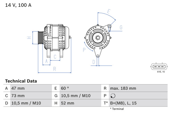 Dynamo - 0986080920 BOSCH - 12311435938, 12317509102, 8EL737855-001