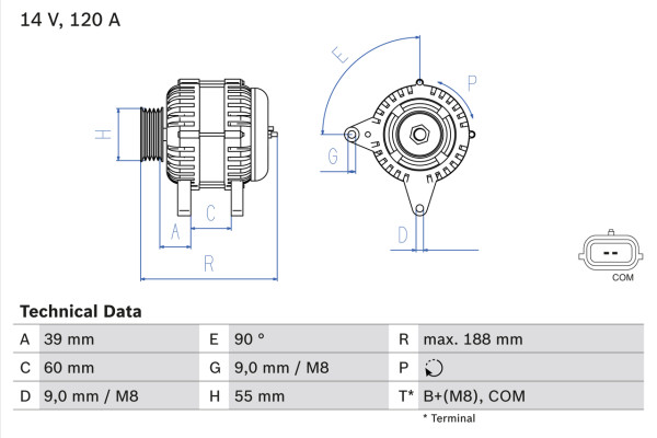 0986080990, Dynamo, Generátor, BOSCH, 8200323137, 8200660025, 0124425034, 8EL738211-651, CA1887IR, DRA0361, LRA03249, 0124425070, LRA3249, 0124425110