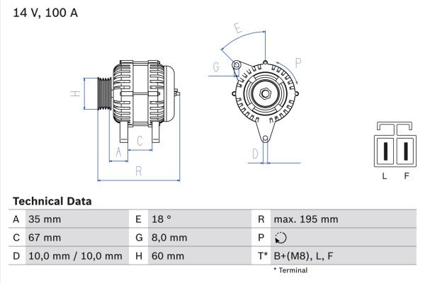 0986081150, Dynamo, Generátor, BOSCH, 1204424, 8-98031-154-1, 98031154, 6204274, 8-98042-872-0, 98042872, 89804287200, 1986A01201, 8EL738212-401, CA2010IR, DRA4294, LRA03096, 8400157, LRA3096, 8400159, 8400219