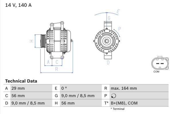 0986081370, Dynamo, Generátor, BOSCH, 06H903016L, 06H903016LX, 0124525113, 8EL738212-451, CA2007IR, DRA0312, LRA03244, 0124525226, LRA3244, 1986A00888
