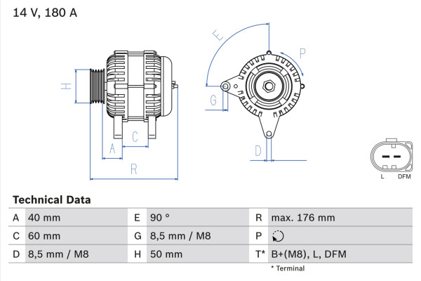 0986081940, Dynamo, Generátor, BOSCH, 03G903023F, 03L903023Q, 03L903024G, 03L903024C, 03L903024H, 0121715042, FG18T062, 0121715142, FG18T102, 0986081940, FG18T115, FG18T116, 2609876A, 2616268A, 2617860A, 2617861A