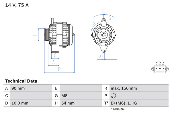 0986081950, Dynamo, Generátor, BOSCH, 31400-84E00, 31400-84E01, 8EL738212-831, A005TB0891ZE, CA1943IR, DRA0154, LRA02954, A005TB1291ZE, A5TB0891ZE, A5TB1291ZE