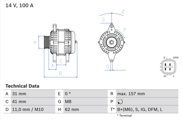 0986082020, Dynamo, Generátor, BOSCH, 270600N020, 270600N021, 270600N031, 2706033071, 2706033072, 1042104101, 1986A01688, 8EL738212-931, CA1964IR, DRA0411, LRA02843, 1042104102, 1042105150, 1042105151, 1042105591