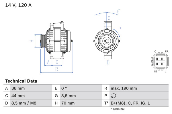 0986082050, Dynamo, Generátor, BOSCH, CSC91, CSD86, CSD89, 31100-RBD-E01, 31100-RBD-E02, 31100-RSR-E01, 063377522010, 1986A00581, 8EL738212-971, CA1980IR, DAN984, DRA0153, LRA02971, 063377523010, DAN985, 1042103911, 1042104860