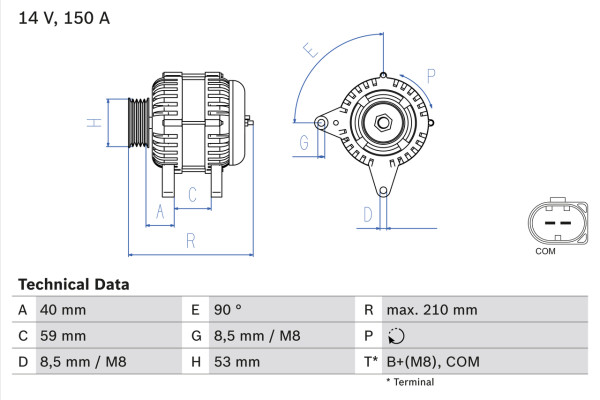 0986082340, Dynamo, Generátor, BOSCH, 03L903017E, 03L903017, 03L903017EX, 0125711034, 0125711081, 0125711088, 0986082340, 1986A01043