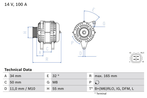 0986082350, Dynamo, Generátor, BOSCH, 2706037050, 2706037051, 270600T050, 270600T051, 270600T180, 270600T181, 1986A01205, CA2126IR, DAN1011, DRA0696, LRA03353, MAN7533, 063377533010, 1042102180, 1042102181, 1042102380, 1042102381, 1042113050, 1042113051, 1042113420