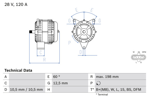 Dynamo - 0986082930 BOSCH - 0124655243, 0124655244, 1986A00997