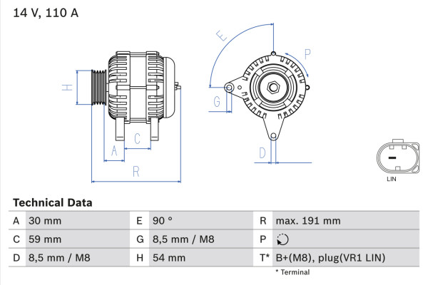 Dynamo - 0986083270 BOSCH - 04E903015A, 04E903015H, 04E903021M