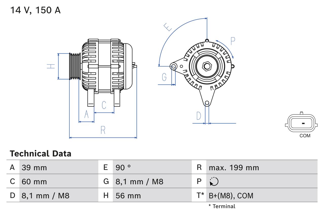 Dynamo - 0986084070 BOSCH - 231004EA0A, F000BL08E0, F000BL0825