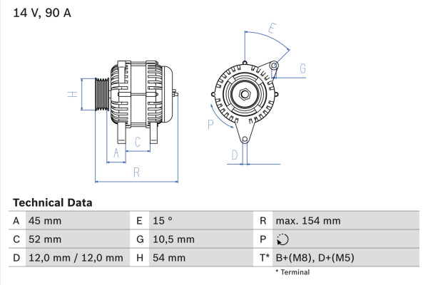 0986084580, Dynamo, Generátor, BOSCH, 51727338, 51859058, 1012100870, CA2048IR, 1012100871