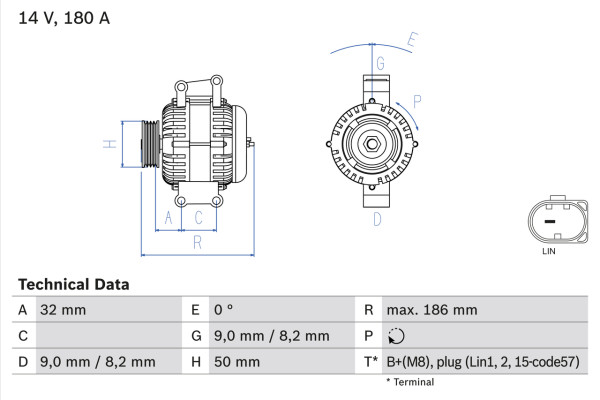 Dynamo - 0986084590 BOSCH - A0009068802, 0009068802, FGN18S130