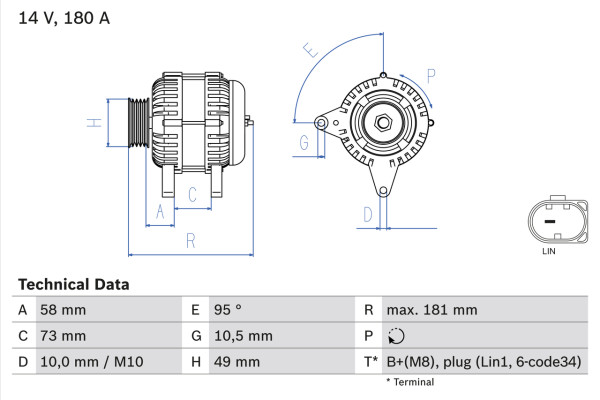 Dynamo - 0986084630 BOSCH - 12317640132, 12317640875, 0210802250