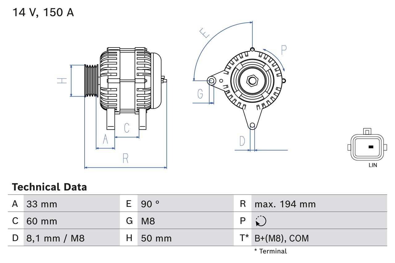 0986084690, Dynamo, Generátor, BOSCH, 231004BE0A, 231004BE0B, F000BL08A5, F000BL08D0, F000BL0814, F000BL0841, 1986A00686