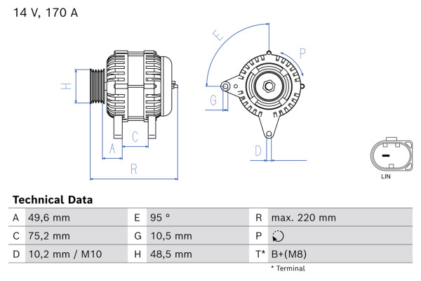 0986084740, Dynamo, Generátor, BOSCH, 12317605060, 1042106330, 1042106331, 1042106332, 1042106334
