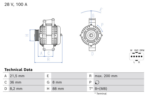 0986084790, Dynamo, Alternator, BOSCH, 1884268, A004TR5691, 2398368, A004TR5691AM, 573015, A004TR5691ZT, A4TR5691, A4TR5691AM, A4TR5691ZT, 1986A00614
