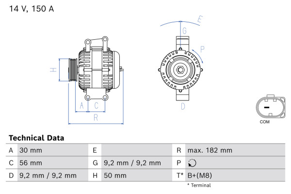 0986084830, Dynamo, Ostatní, BOSCH, A0009060401, A000906040180, 0009060401, 000906040180, 1986A00617, TG15C182