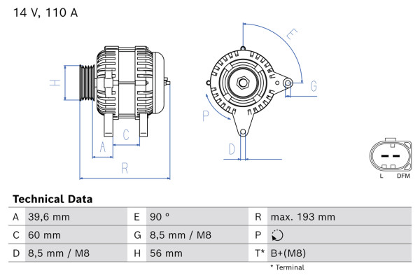 0986084930, Dynamo, Ostatní, BOSCH, 03P903023F, 1986A00624, TG11C096, 2610088A, 439719, 440309