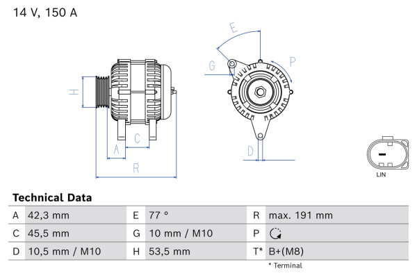 0986084940, Dynamo, Generátor, BOSCH, AG9T10300CA, 1678607, TG15C176, 2610813A, 440577